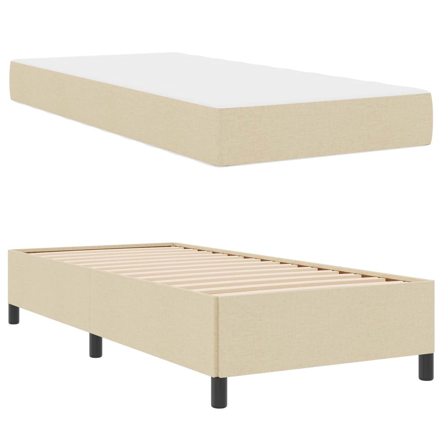 Letto a molle Crema 80 x 200 cm Tessuto