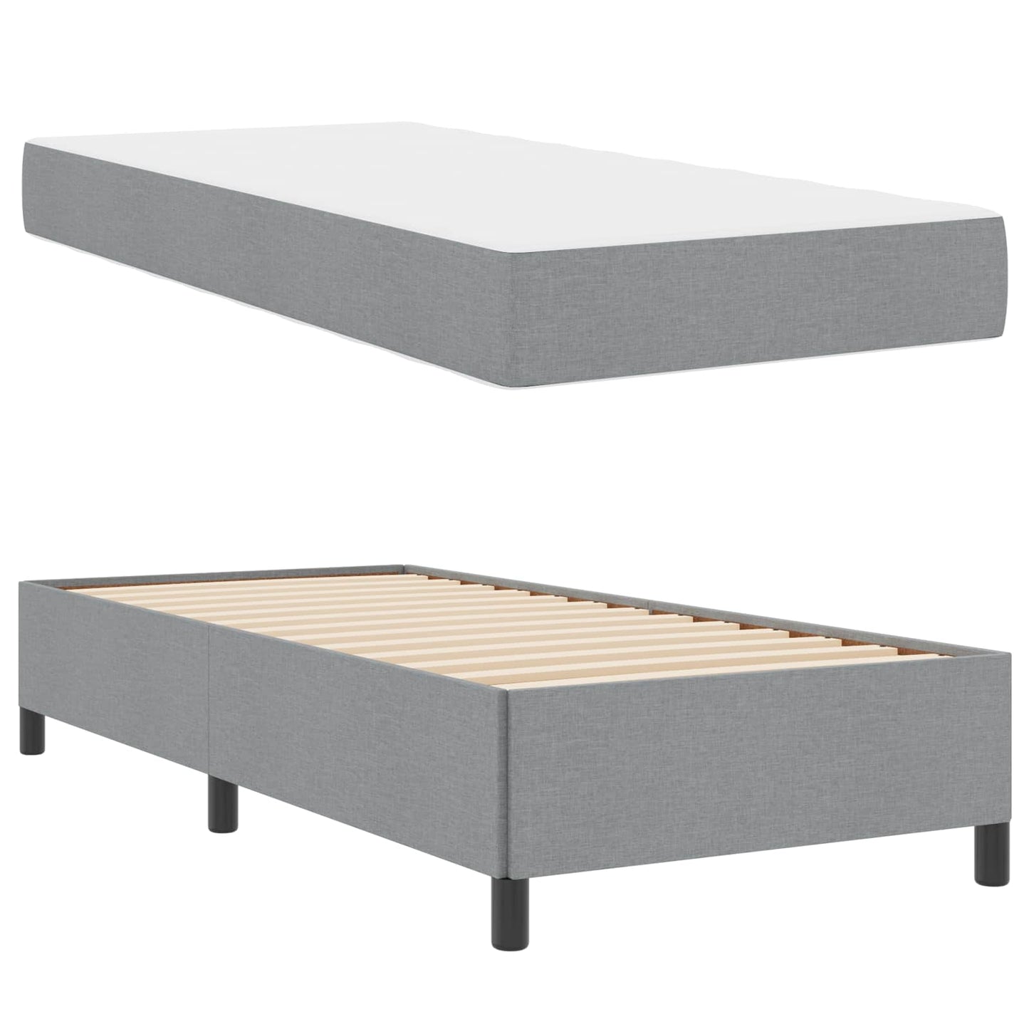 Letto a molle Grigio chiaro 90 x 200 cm Tessuto