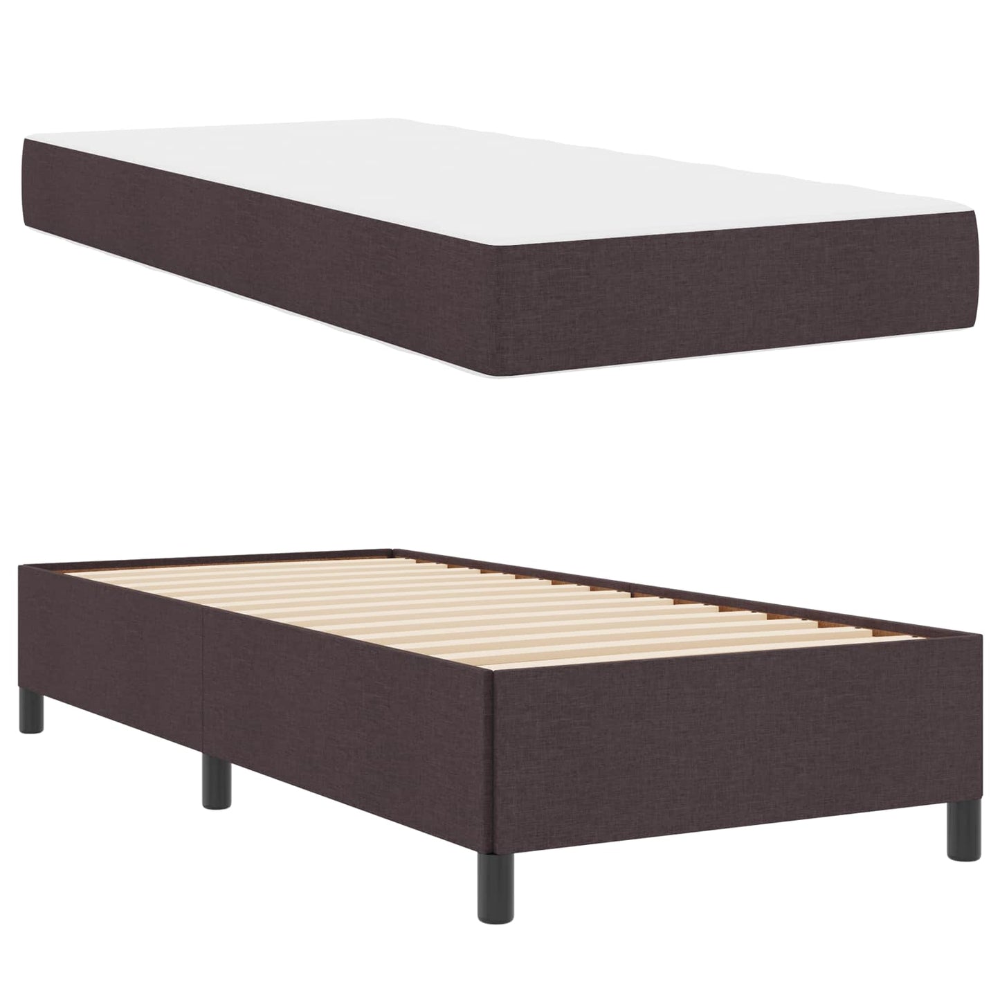 Letto a molle Marrone Scuro 90 x 200 cm Tessuto