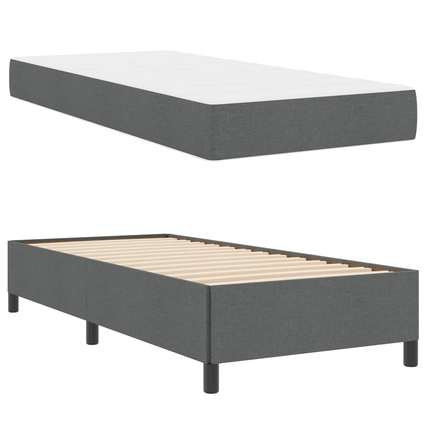 Letto a molle Grigio scuro 100 x 200 cm Tessuto