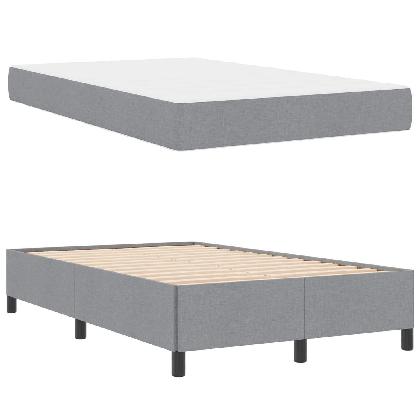 Letto a molle Grigio chiaro 120 x 200 cm Tessuto