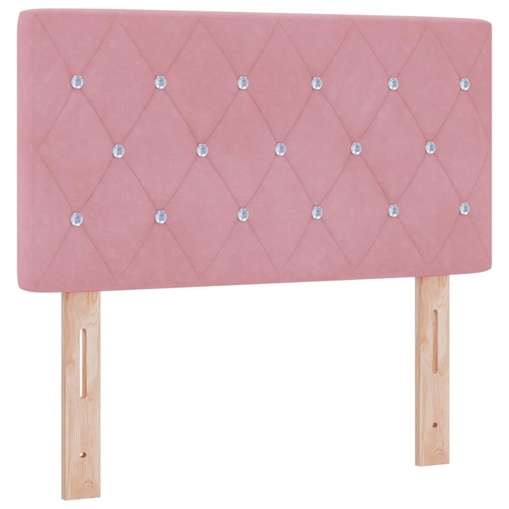 Letto a molle con materasso Rosa 200 x 80 cm Velluto