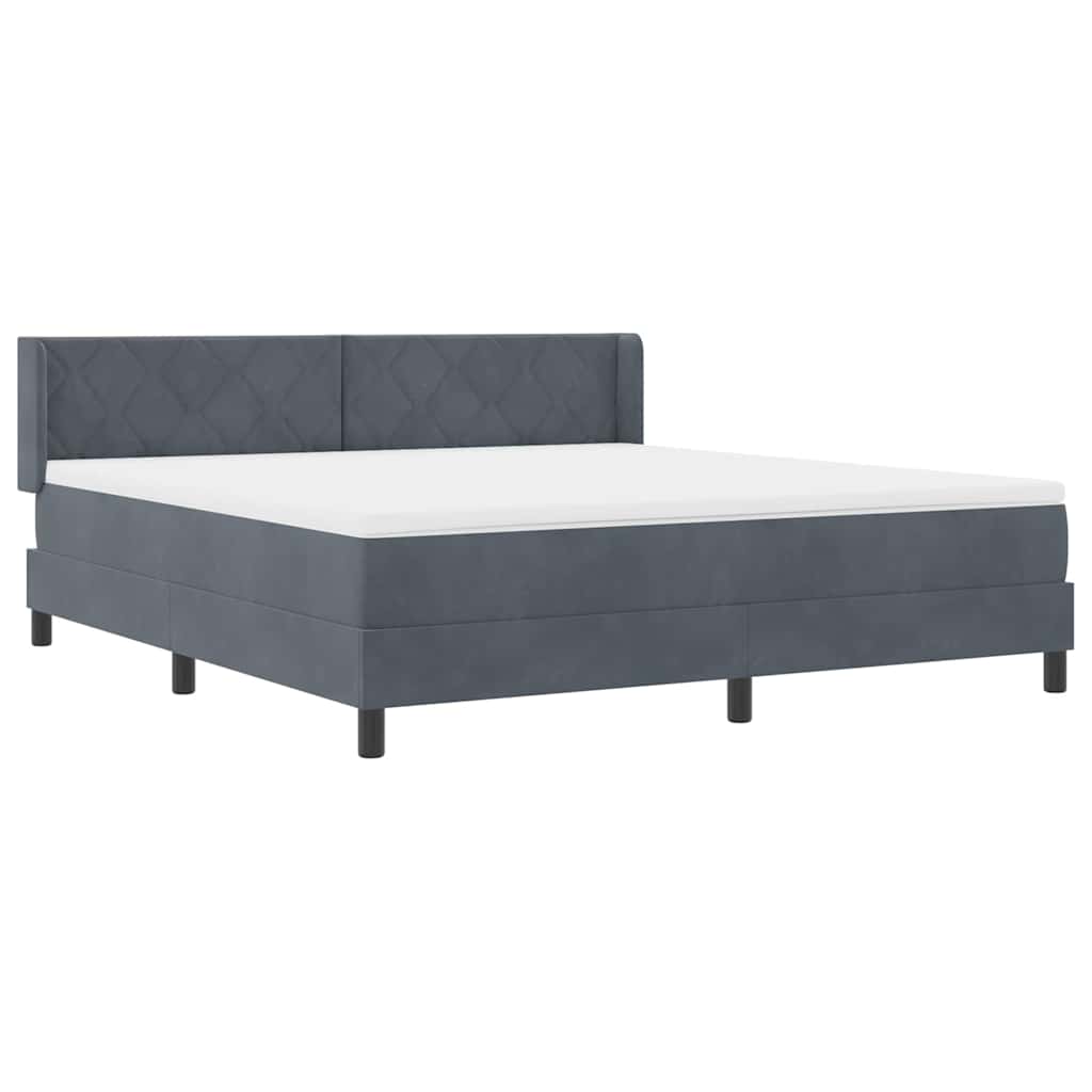 Letto a molle con testiera Grigio scuro 200 x 180 cm Poliestere