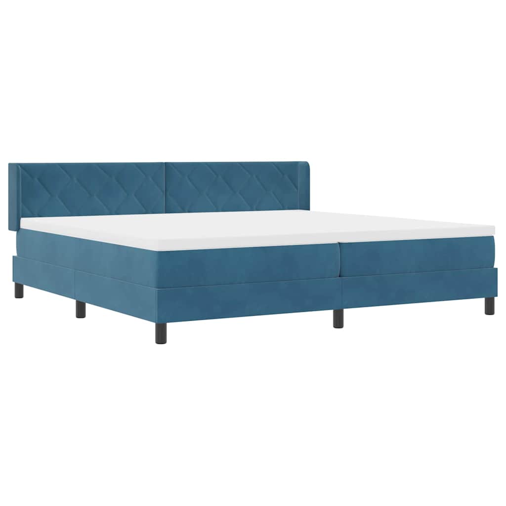 Letto a molle con materasso Blu Scuro 200 x 200 cm Poliestere