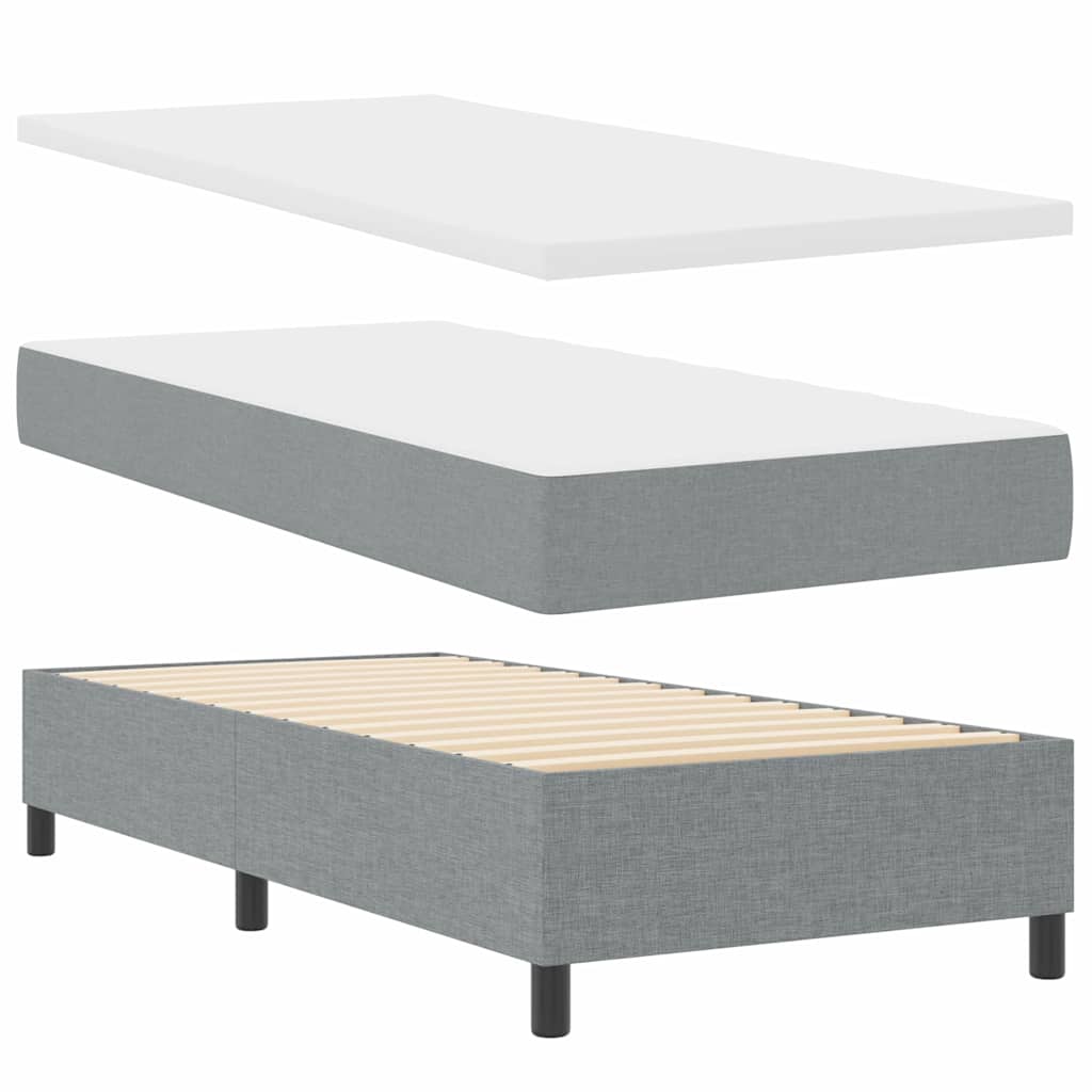 Letto a molle con materasso Grigio chiaro 200 x 90 cm Tessuto