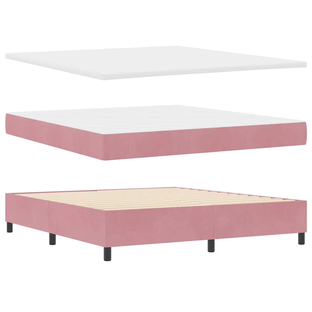 Letto a molle con materasso Rosa 180 x 200 cm Velluto