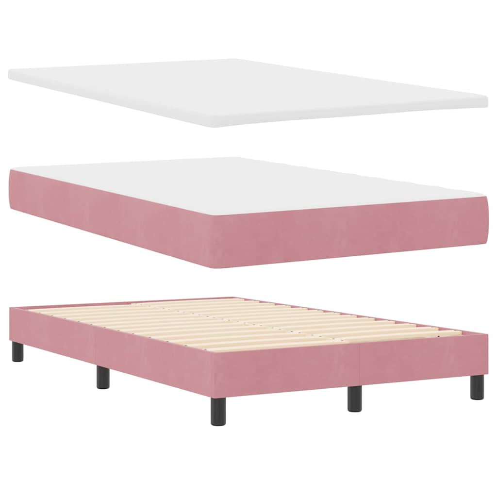 Letto a Sorgente LED con materasso Rosa 120 x 190 cm Velluto