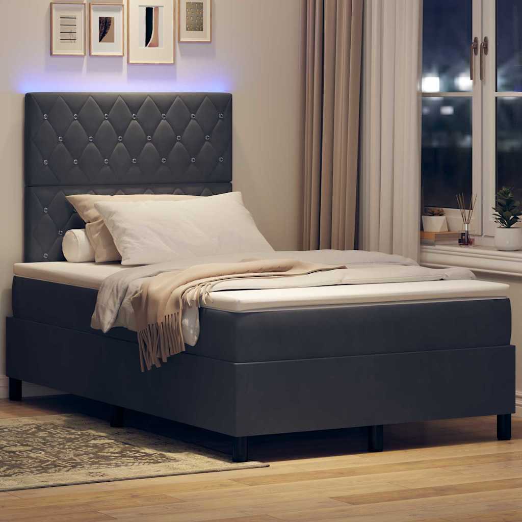 Letto a Sorgente LED Grigio scuro 120 x 200 cm Velluto