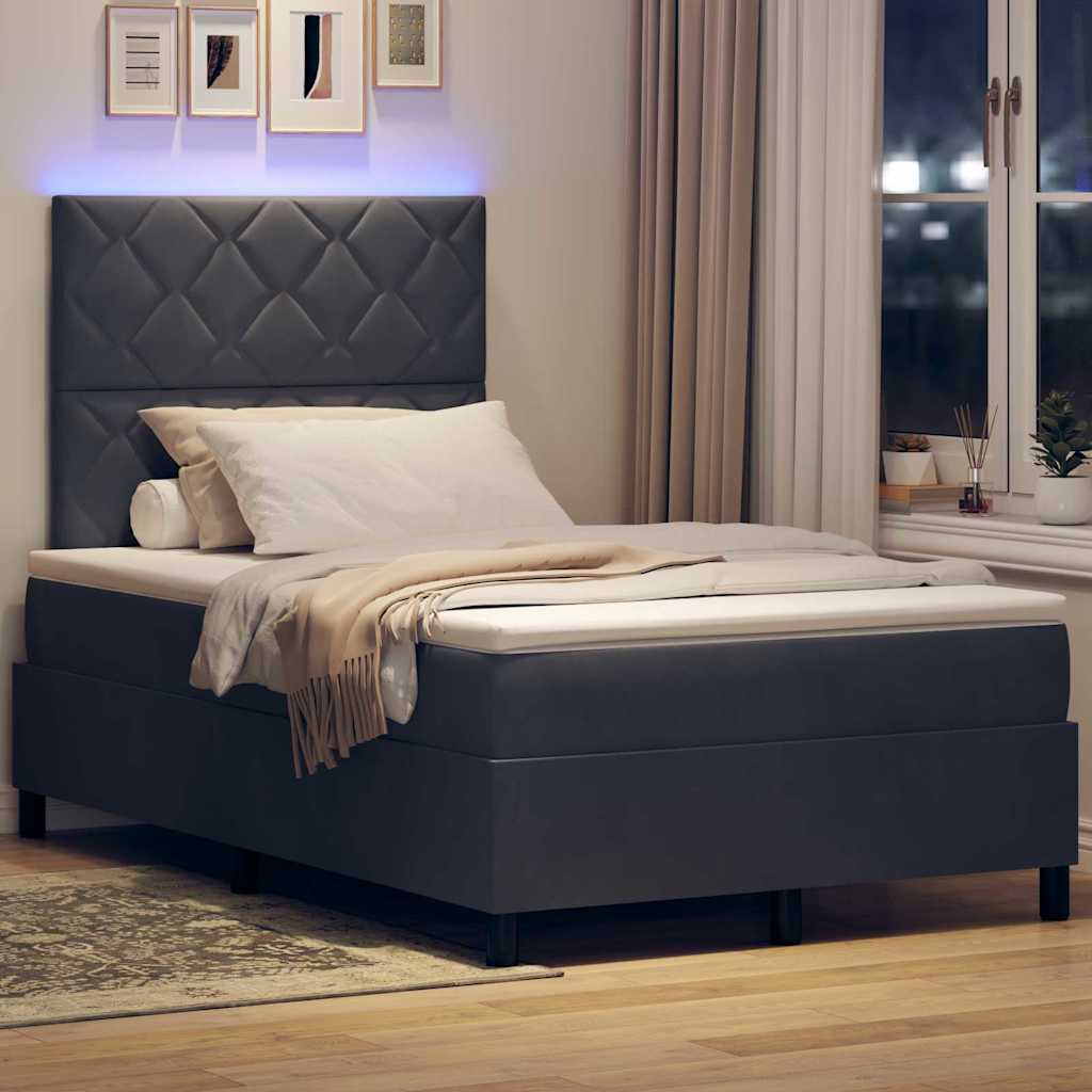 Letto a Sorgente LED Grigio scuro 120 x 190 cm Tessuto