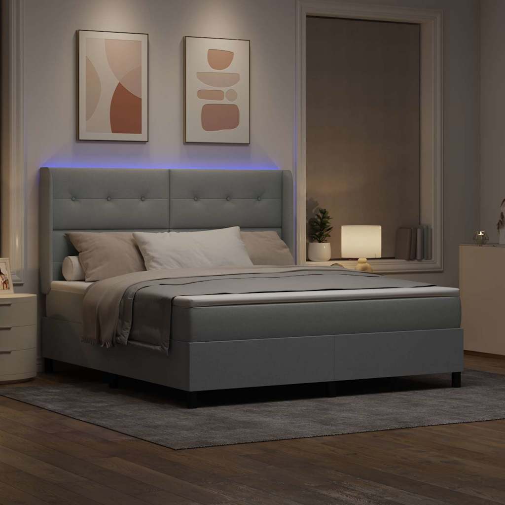 Letto a Sorgente LED Grigio chiaro 180 x 200 cm Tessuto
