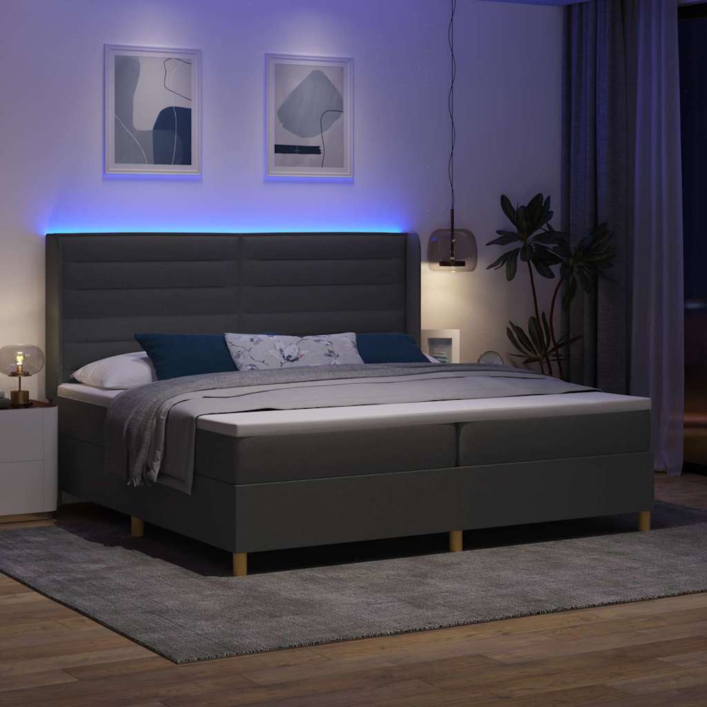Letto a molle con materasso con led Grigio 140 x 200 cm Tessuto