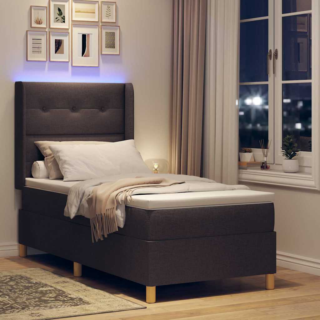 Letto a molle con materasso con led Marrone 90 x 190 cm Tessuto