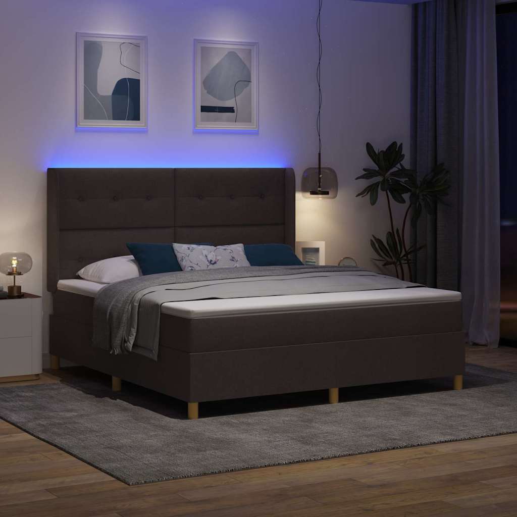 Letto a molle con materasso Marrone 180 x 200 cm Tessuto