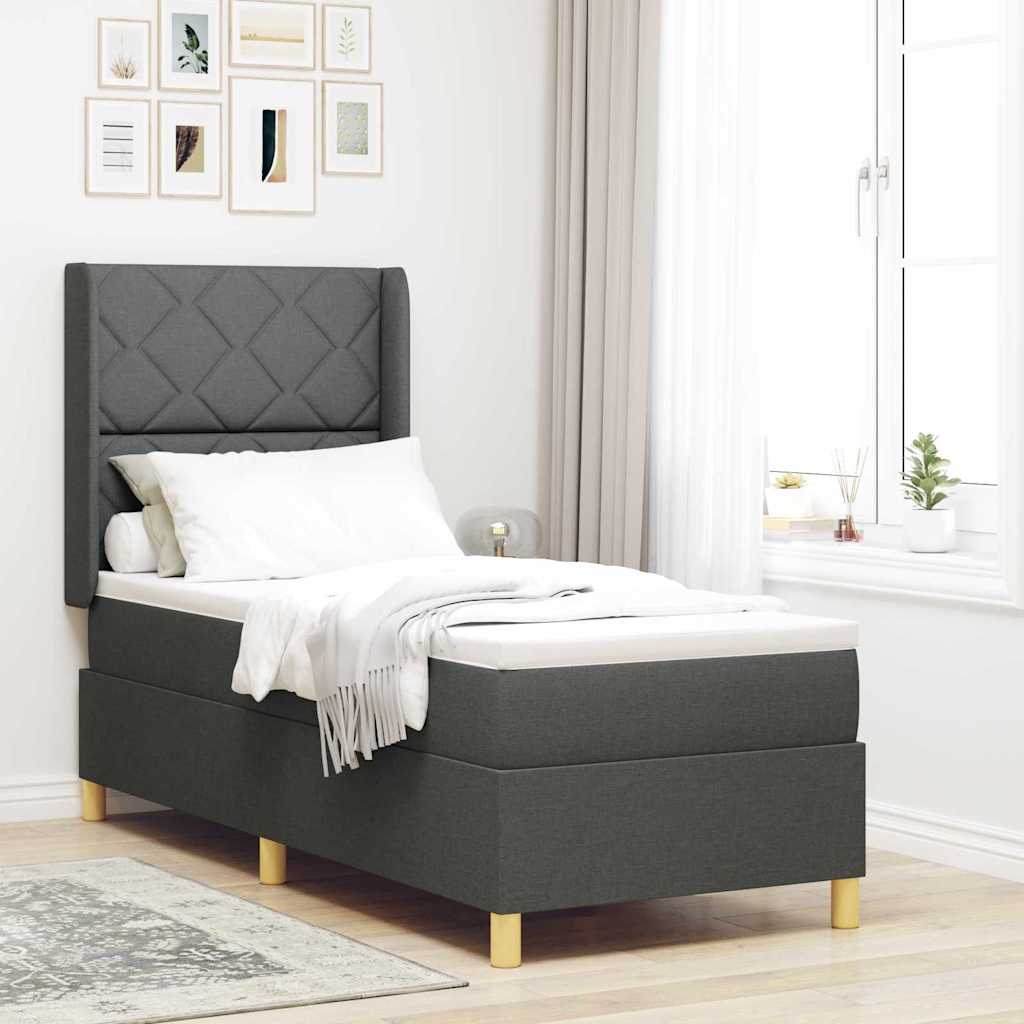 Letto a molle con materasso con led Grigio 80 x 200 cm Tessuto
