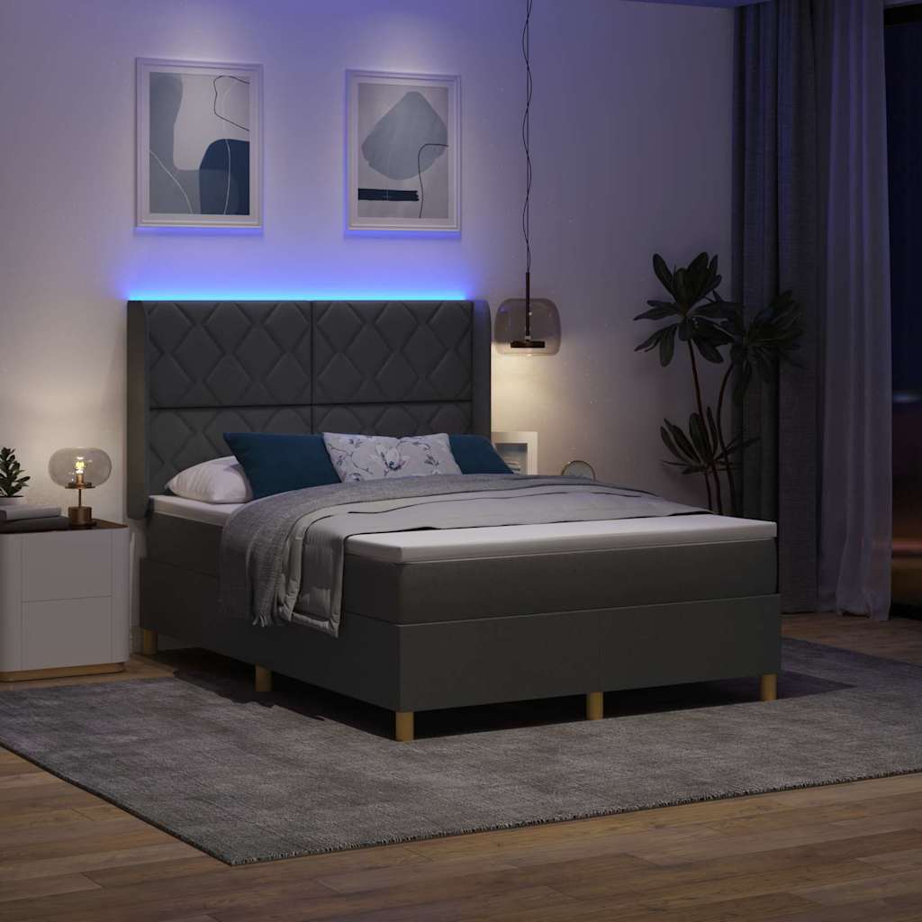 Letto a molle con materasso Grigio 160 x 200 cm Tessuto
