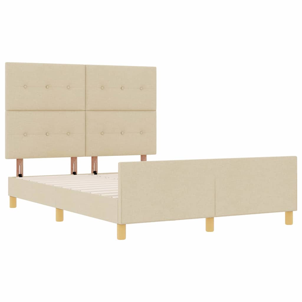 Struttura del letto con testiera Crema 140 x 200 cm Tessuto