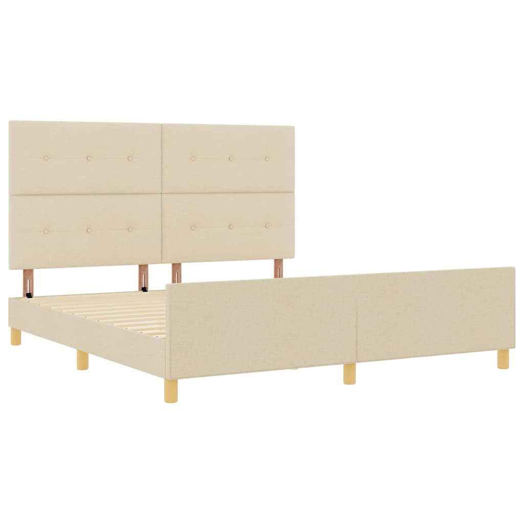 Struttura del letto con testiera Crema 180 x 200 cm Tessuto