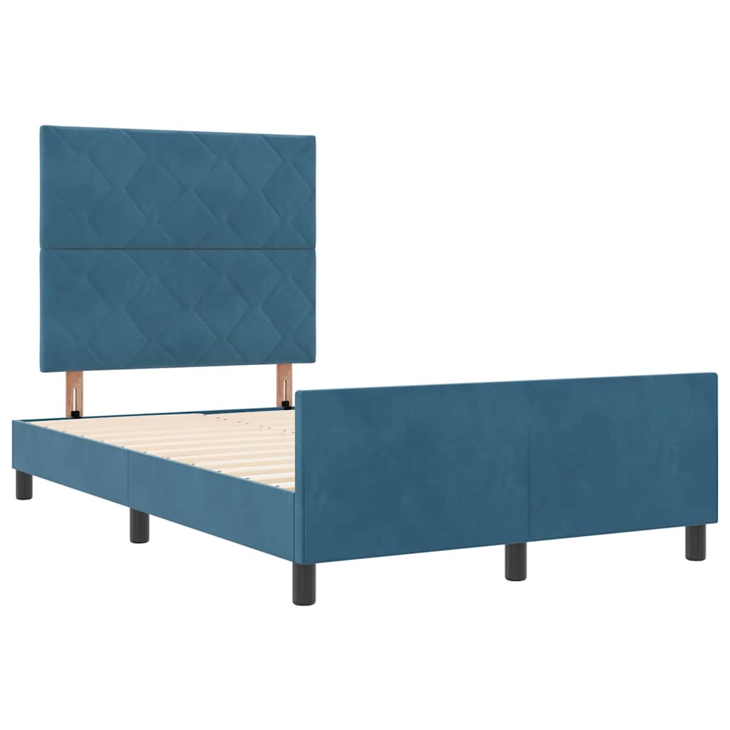 Letto a molle con testiera Blu Scuro 120 x 200 cm Velluto