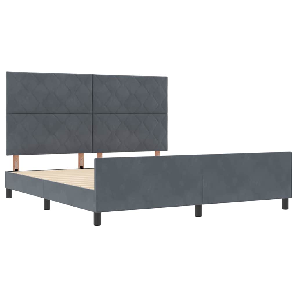 Letto a molle con testiera Grigio scuro 180 x 200 cm Velluto