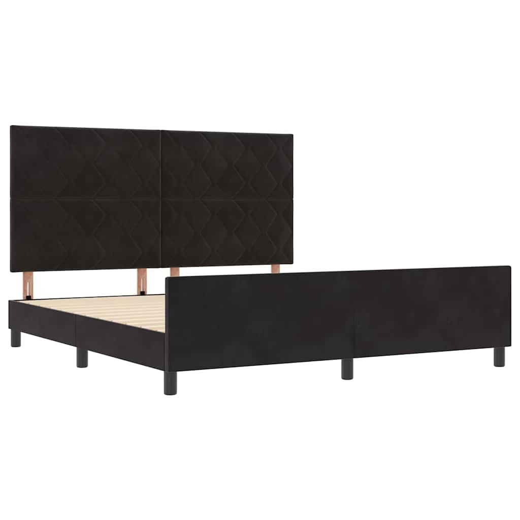 Letto a molle con testiera Nero 180 x 200 cm Velluto