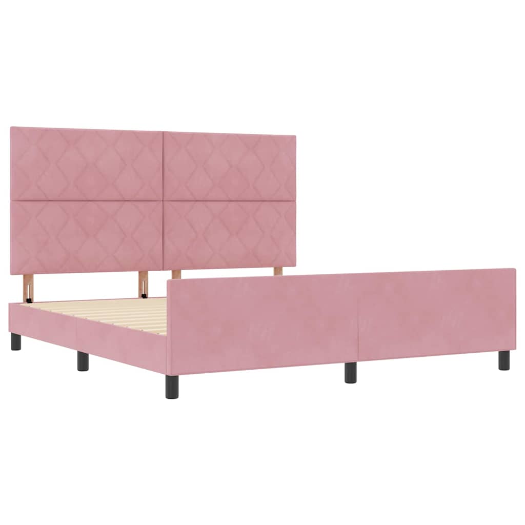 Letto a molle con testiera Rosa 180 x 200 cm Velluto