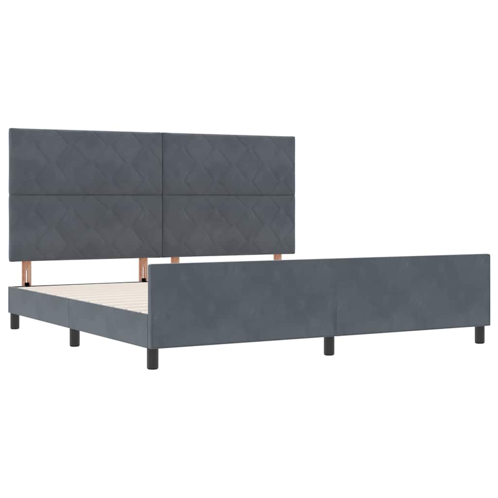 Letto a molle con testiera Grigio scuro 200 x 200 cm Velluto
