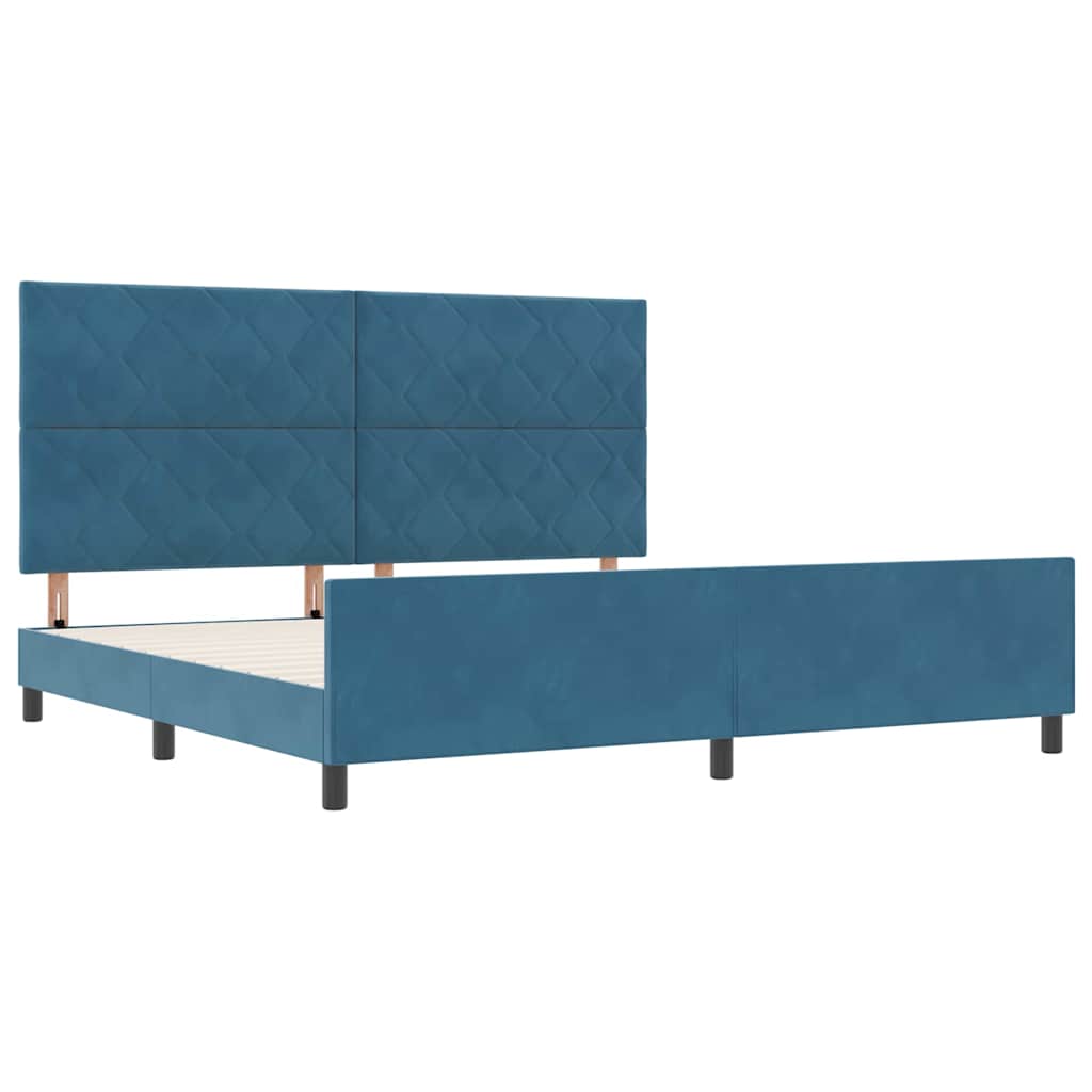 Letto a molle con testiera Blu Scuro 200 x 200 cm Velluto