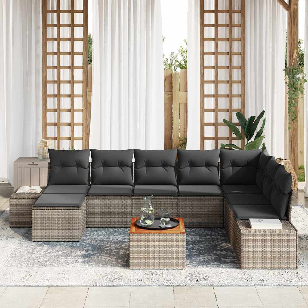 Set Divano da Giardino 9 pcs Grigio
