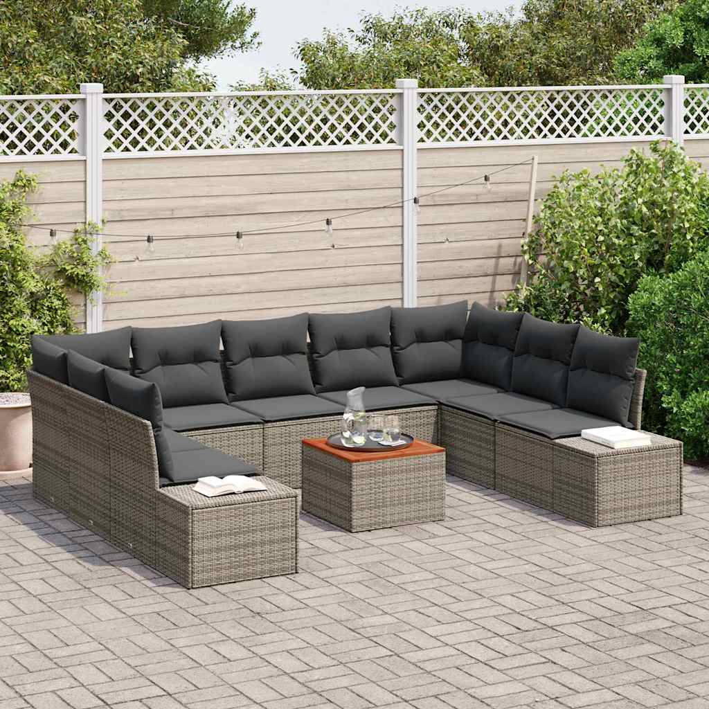 Set Divano da Giardino 10 pcs Grigio