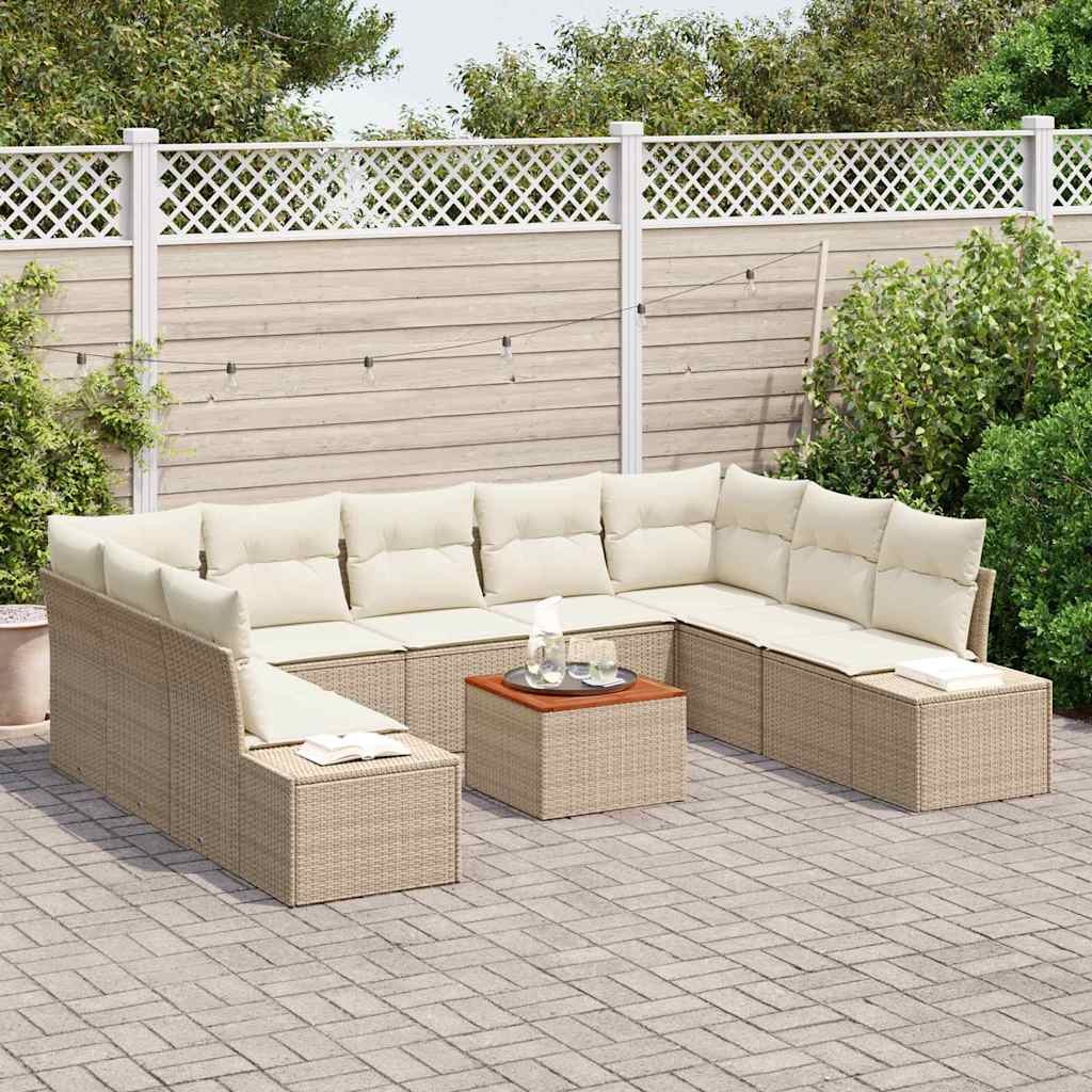 Set Divano da Giardino 10 pcs Beige e bianco