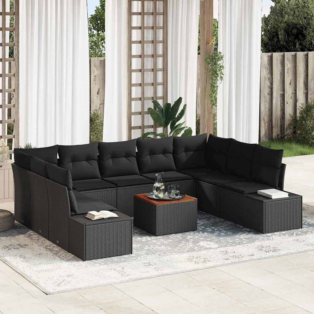 Set Divano da Giardino 10 pcs Nero