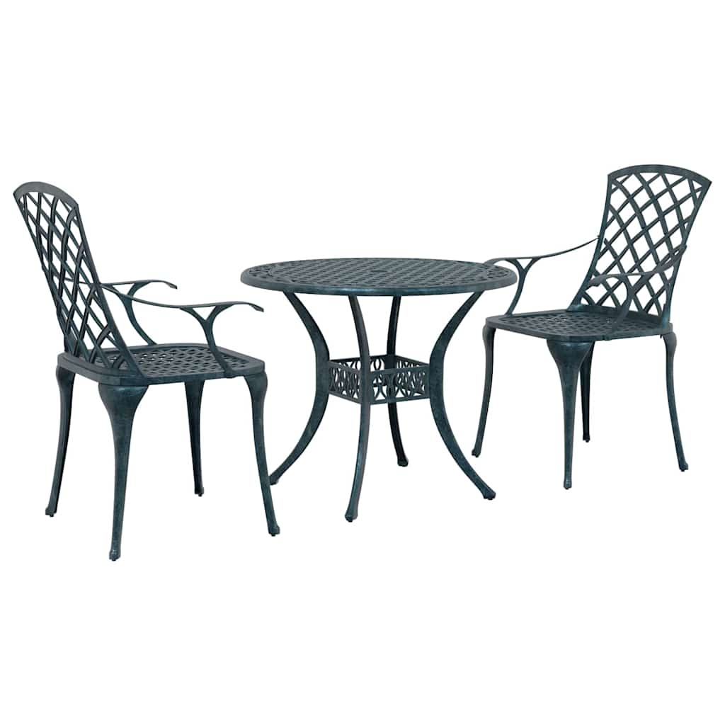 Set da Pranzo per Giardino 3 pcs Verde Alluminio