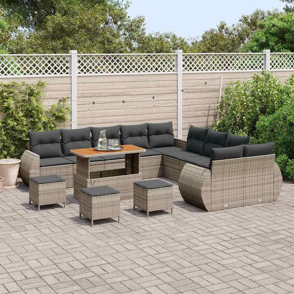 Set Divano da Giardino con cuscino 14 pcs Grigio