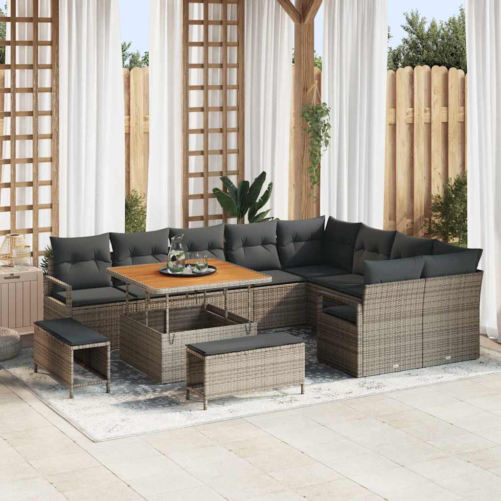 Set Divano da Giardino con cuscino con cuscino 12 pcs Grigio