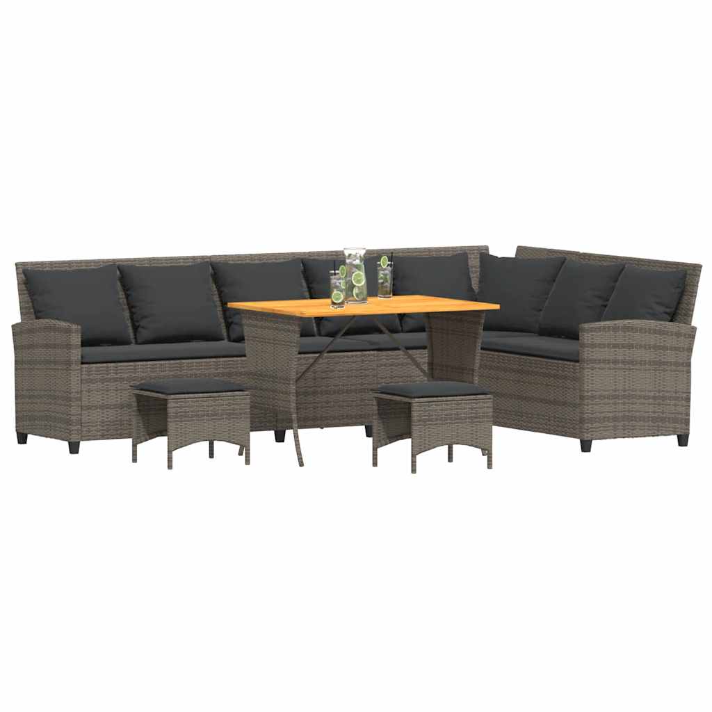 Set Divani da Giardino 4 pz con Cuscini a Forma di L Polyrattan