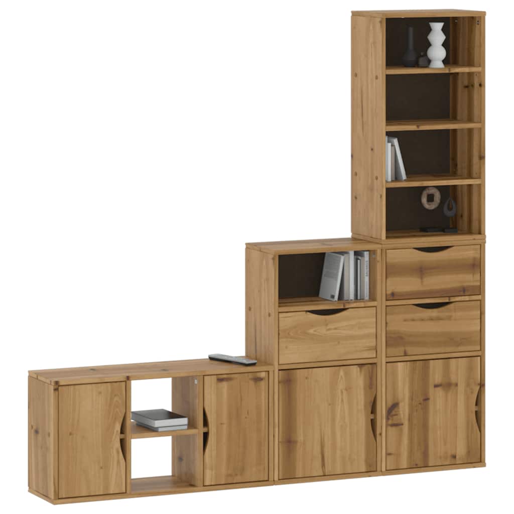 Mobile TV 4 pz con Contenitore ODDA in Legno Massello di Pino