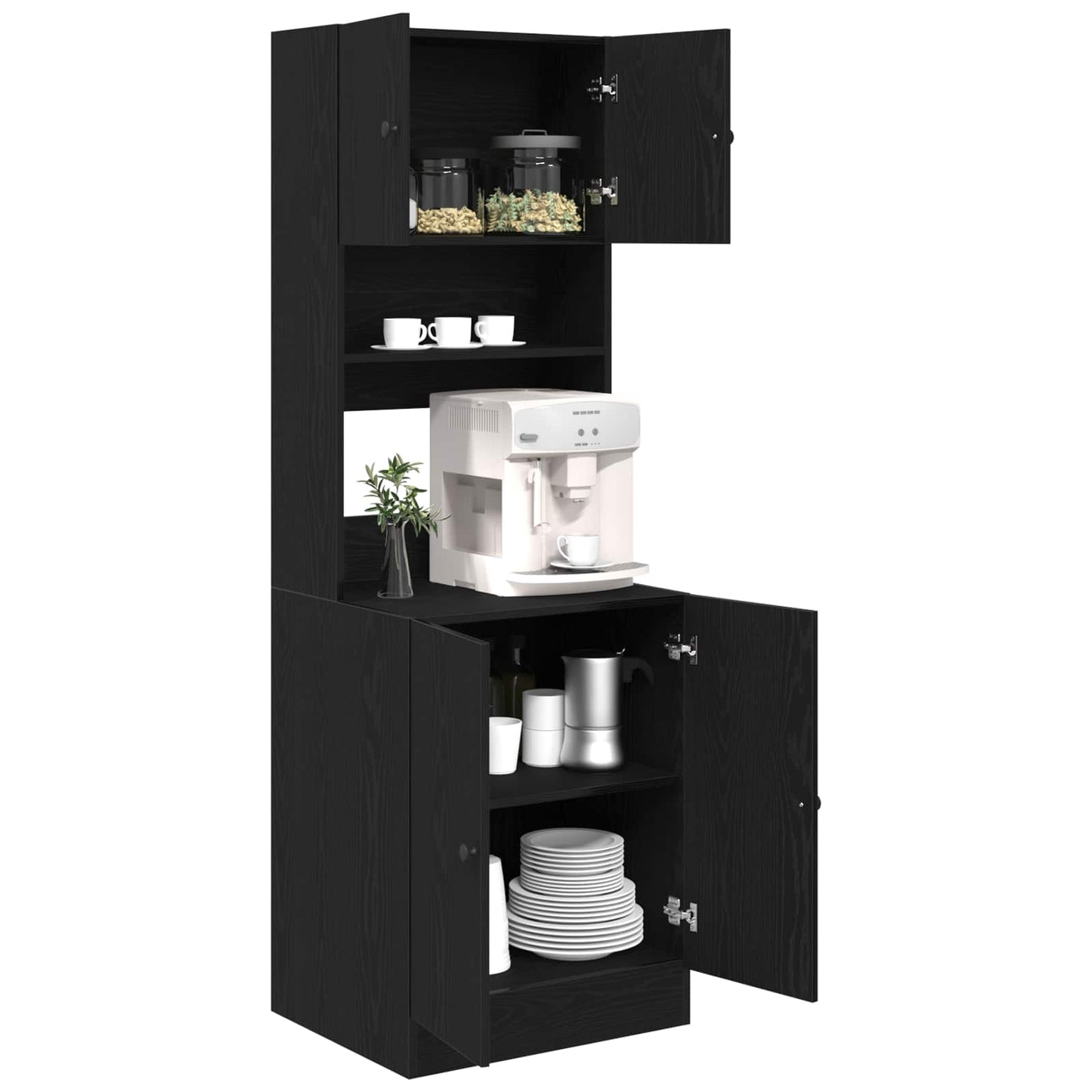 Credenza da cucina con porta 2 pcs Rovere Nero 60 x 50 x 180 cm