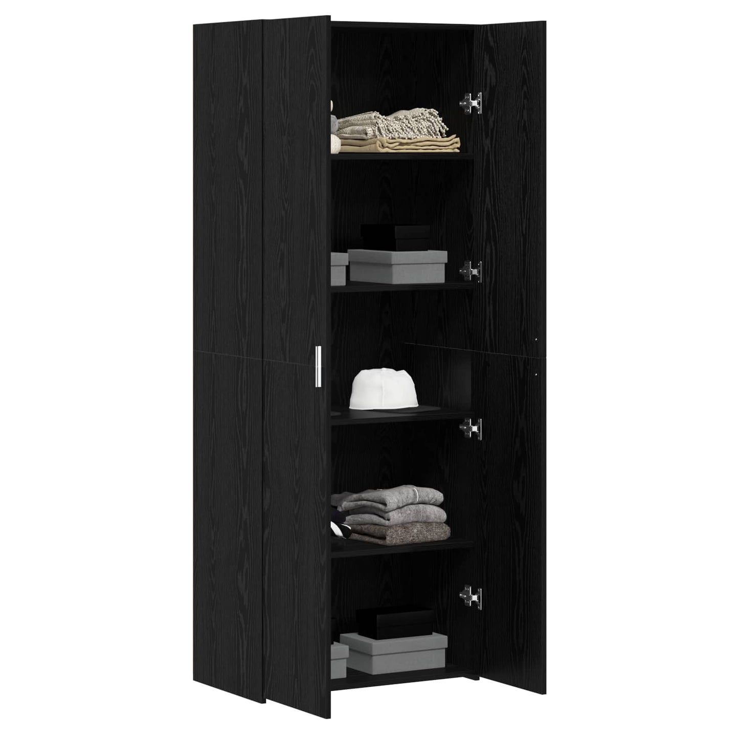 Credenza 2 pcs Rovere Nero 70 x 42,5 x 185 cm