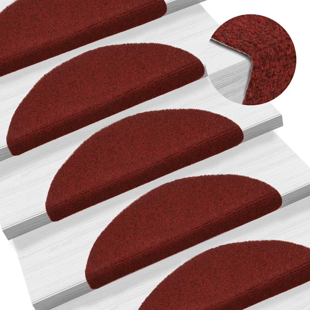 Tappetini per scale autoadesivi 30 pz 56x17x3 cm Bordeaux Rosso Semicircolari