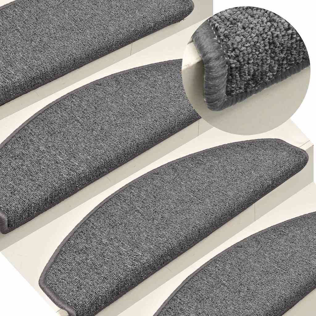 Tappetini per scale 30 pz 65x24x4 cm Grigio scuro Semicircolari Grandi