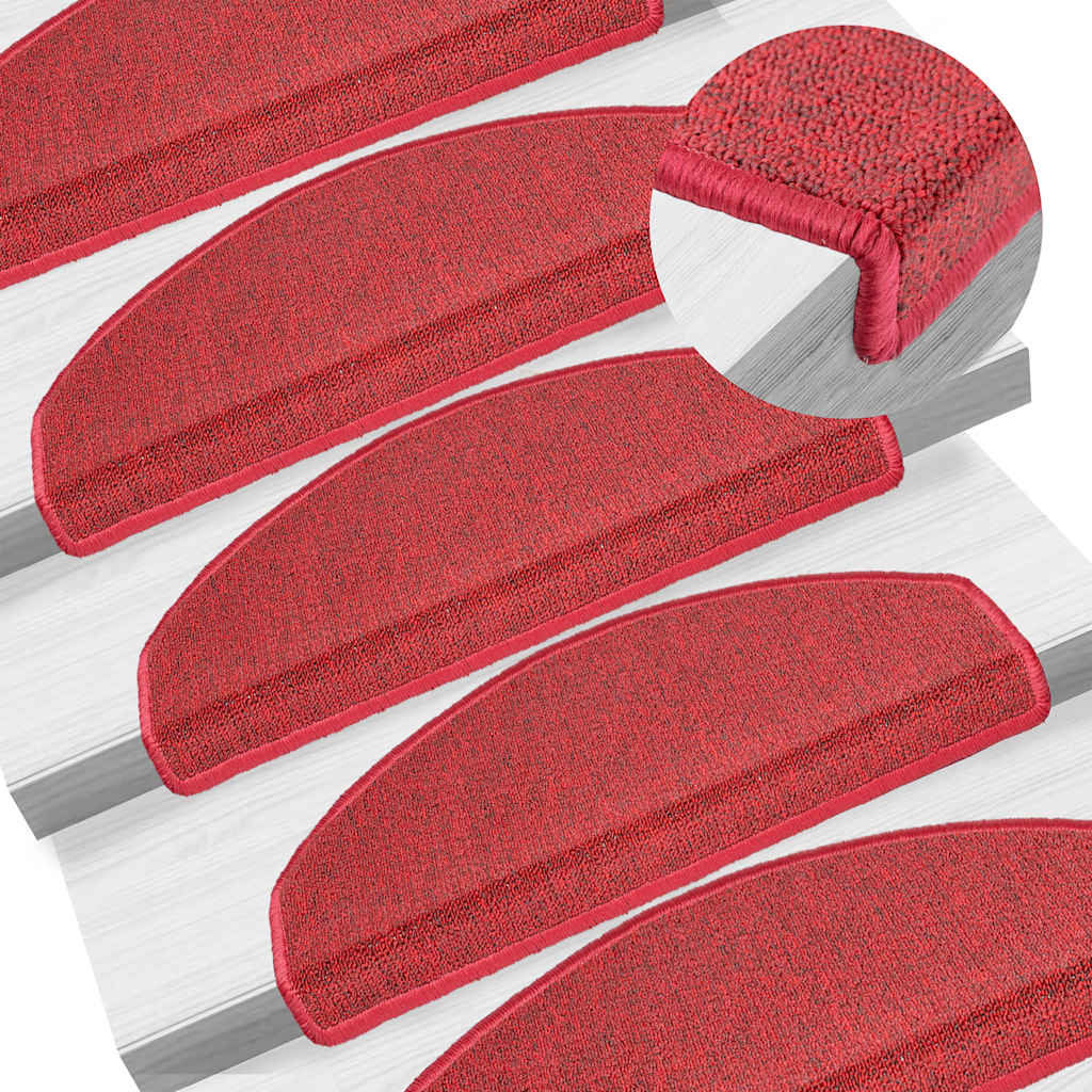Tappetini per scale 20 pz 65x24x4 cm Rossi Semicircolari Grandi