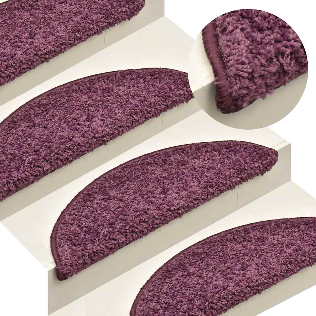 Tappetini per scale 30 pz 56x17x3 cm Viola scuro semicircolari