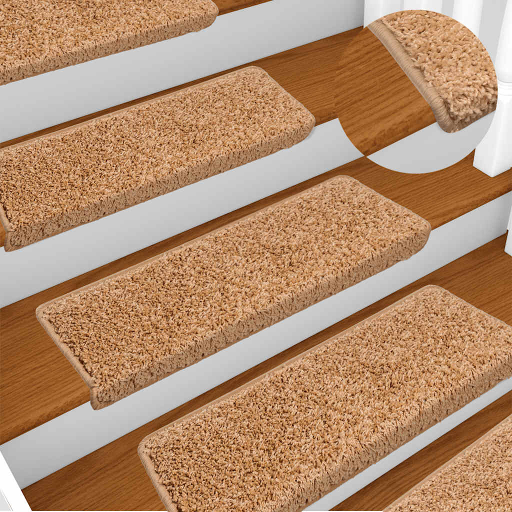 Tappetini per scale 30 pz 65x21x4 cm Beige Bordo rettangolare