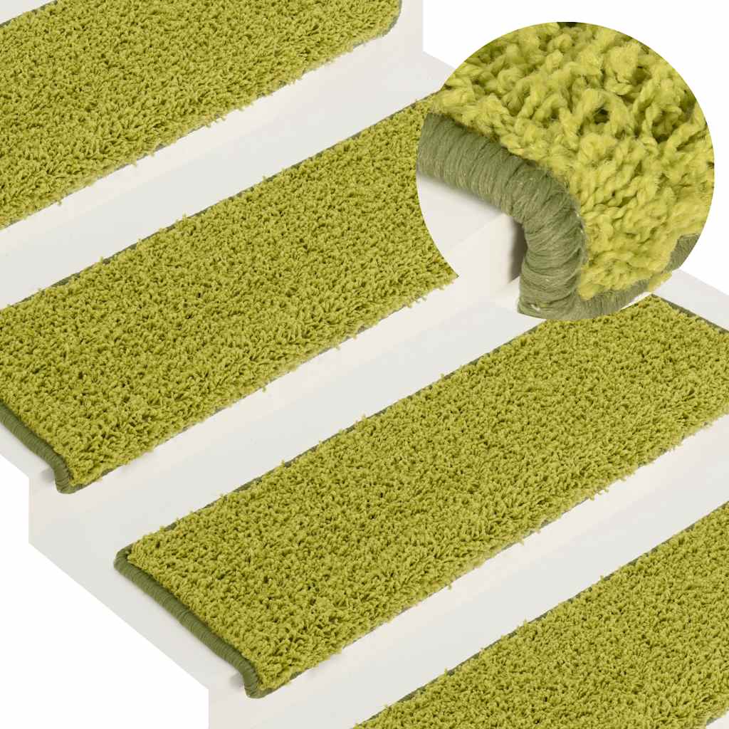 Tappetini per scale 30 pz 65x21x4 cm Verde Bordo rettangolare