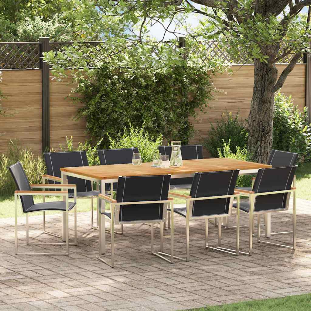 Set da Pranzo per Giardino 9 pcs Legno di Acacia Massello