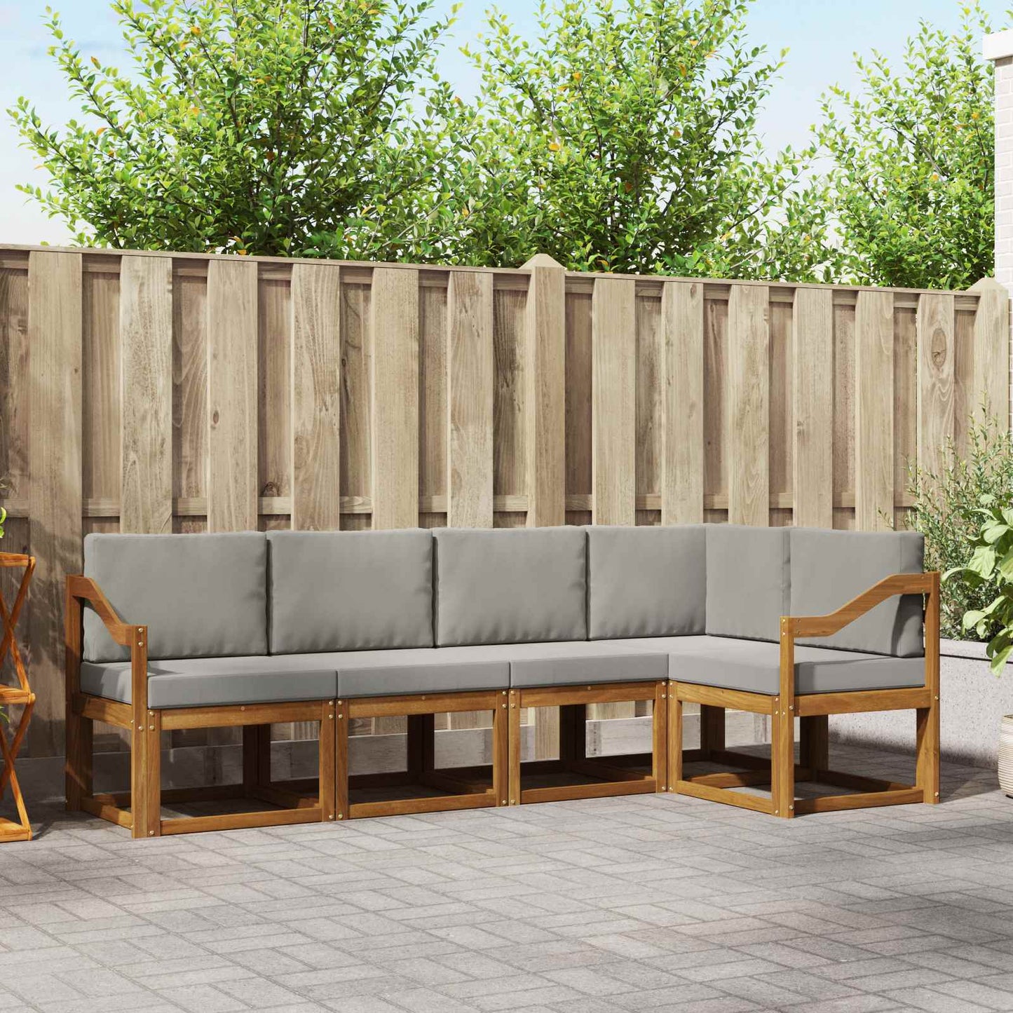Set di divani con cuscino 5 pcs Grigio Naturale e Chiaro
