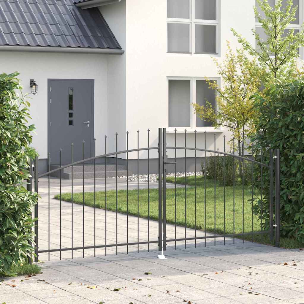 Cancello Doppio con blocco Grigio 299,5 x 174,5 cm Acciaio
