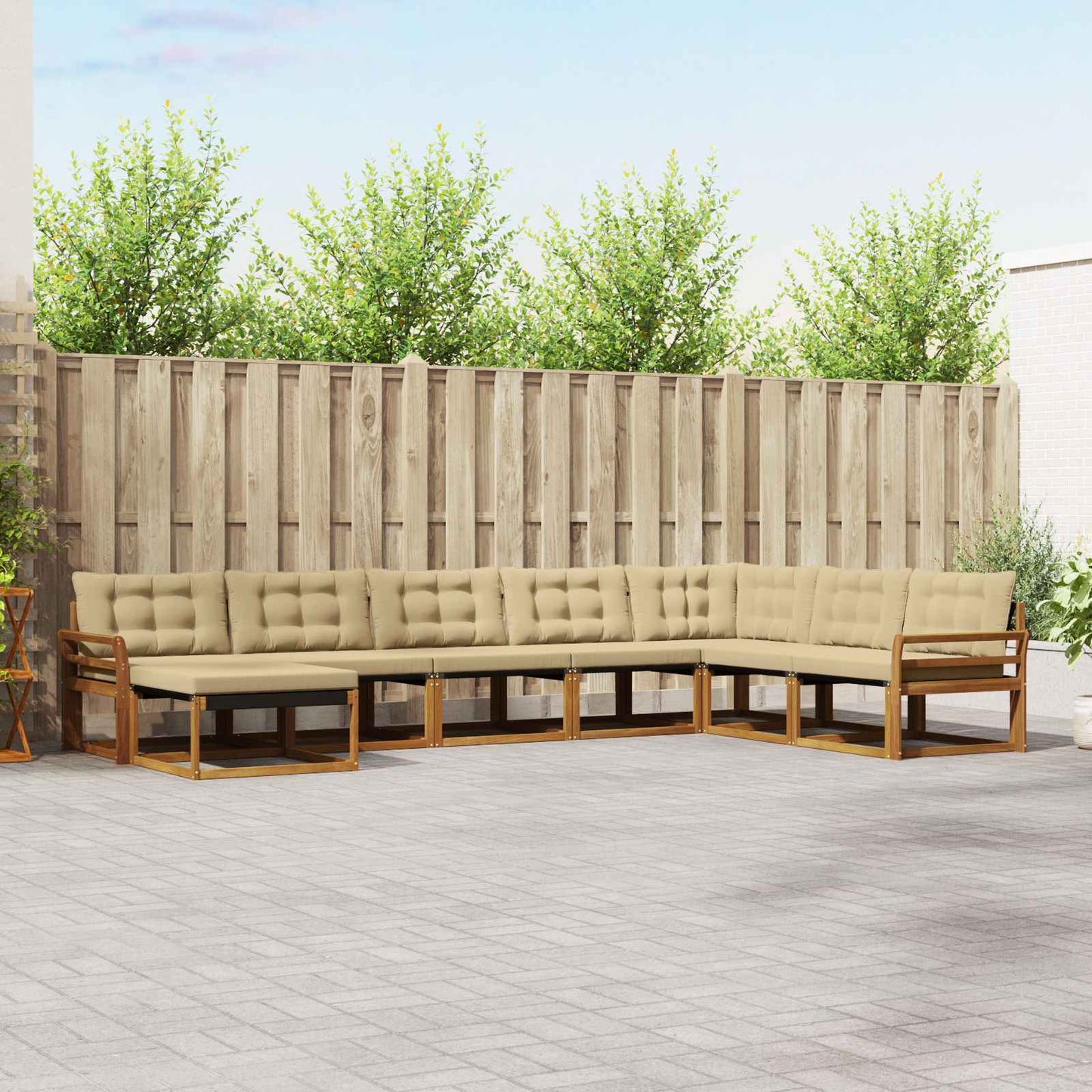 Set di divani da esterno con cuscino 24 pcs Naturale e Beige