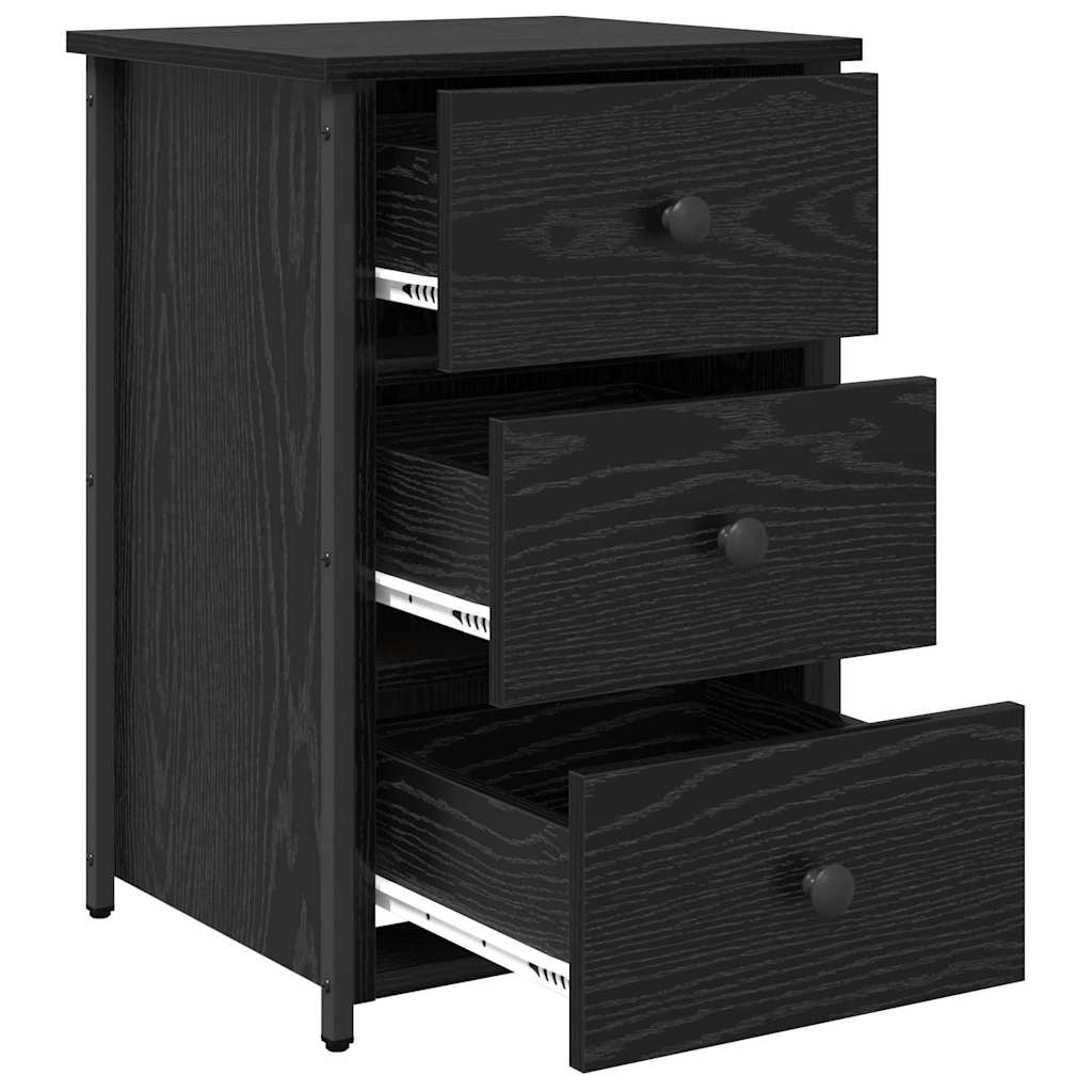 Armadio da Notte con cassetto Rovere Nero 40 x 36 x 60 cm