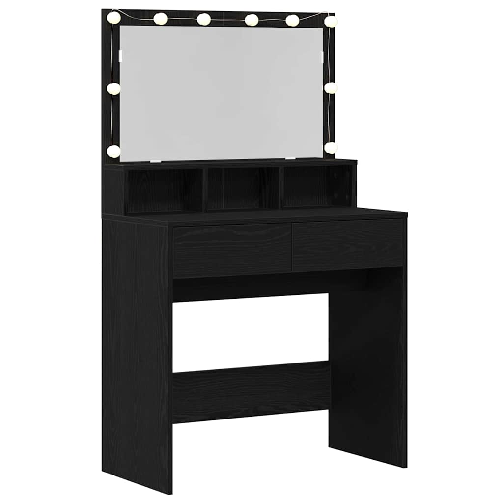 Tavolo da Trucco con cassetto Rovere Nero 80 x 41 x 134,5 cm